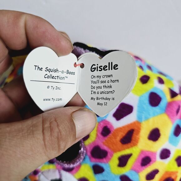 Rainbow Squish-A-Boos Plush Giselle TY Squishies Leopard 10 Inch May 12 Birthday - Picture 5 of 14